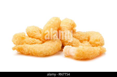 Stapel crispy crunchy panieren Krümel gebratene Garnelen auf weißem Hintergrund Stockfoto