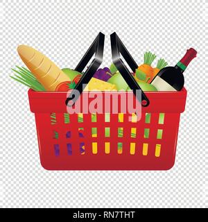 Warenkorb mit Lebensmitteln. Vector Illustration. Stock Vektor