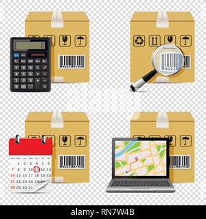 Lieferung Symbole auf transparentem Hintergrund isoliert Stock Vektor