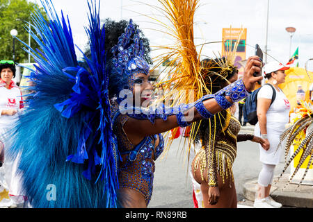 Paraiso Schule von Samba, Karneval in Notting Hill, London, England, Vereinigtes Königreich Stockfoto