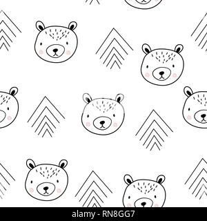 Cute skandinavischen nahtlose Muster mit Bären. Vector Illustration. Stock Vektor