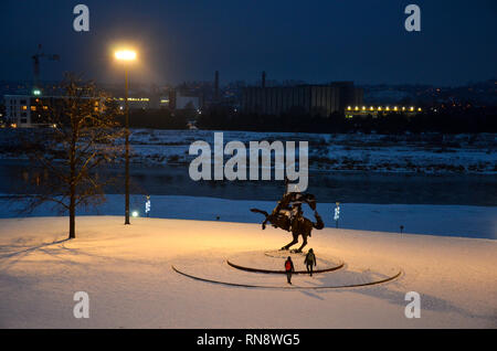 Freiheit Warrior Statue 'Vytis', in der Nähe von Kaunas, Kaunas, Litauen, Dezember 2018 Stockfoto