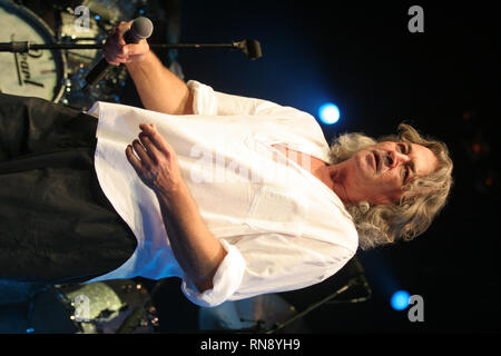 Deep Purple Sänger Ian Gillan ist dargestellt auf der Bühne während einer "live"-Konzert aussehen. Stockfoto