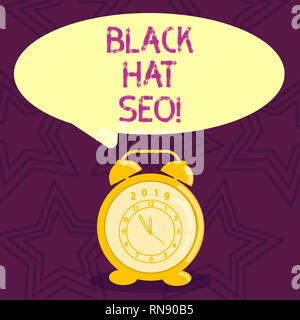 Schreiben Hinweis anzeigen Black Hat SEO. Business foto Präsentation Search Engineoptimierung Techniken Browsern zu betrügen Stockfoto