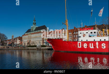 Das Licht Schiff der Amrumbank in Emdem. Museum und Restaurant. Deutschland Stockfoto