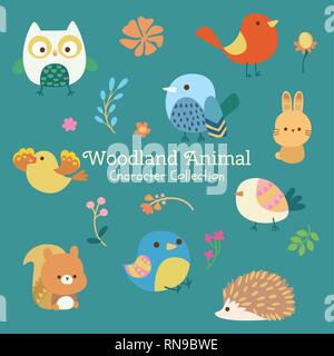 Cute character set Tiere des Waldes Stock Vektor
