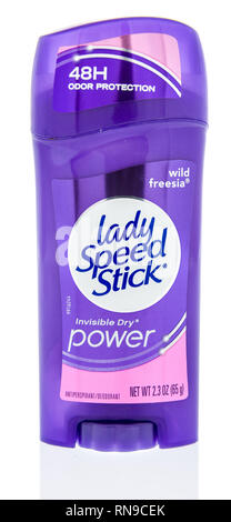 Winneconne, WI - 14. Februar 2019: ein Stick von Lady speed Stick womans Deodorant auf einem isolierten Hintergrund Stockfoto