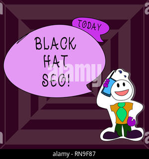 Schreiben Hinweis anzeigen Black Hat SEO. Business foto Präsentation Search Engineoptimierung Techniken Browsern zu betrügen Stockfoto