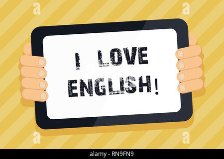 Text Zeichen zeigen, ich liebe Englisch. Konzeptionelle foto Zuneigung für internationale Sprache Grammatik zu haben Stockfoto