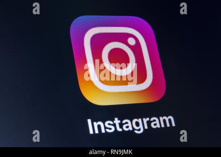 Indianapolis - ca. Februar 2019: Logo von Instagram app. Instagram ist ein Foto und Video-sharing Social Networking-Anwendungen von Facebook besaß ich Stockfoto