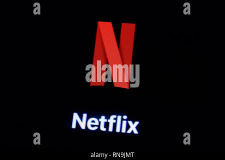 Indianapolis - ca. Februar 2019: App Streaming Services Provider Netflix. Netflix ist der weltweit führende Internet entertainment Service mit 130 Stockfoto