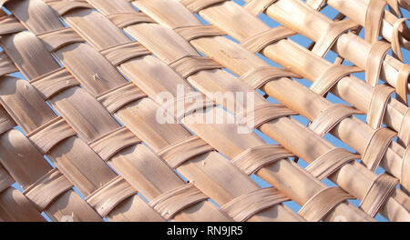 Getrocknete Kokosnuss Blätter, die in den Hintergrund gesponnen werden Stockfoto