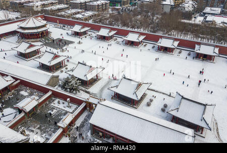 Shenyang, Shenyang, China. 18 Feb, 2019. Shenyang, China - Luftaufnahmen von Schnee - Mukden Palace in Shenyang, Provinz Liaoning. Credit: SIPA Asien/ZUMA Draht/Alamy leben Nachrichten Stockfoto