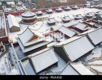 Shenyang, Shenyang, China. 18 Feb, 2019. Shenyang, China - Luftaufnahmen von Schnee - Mukden Palace in Shenyang, Provinz Liaoning. Credit: SIPA Asien/ZUMA Draht/Alamy leben Nachrichten Stockfoto