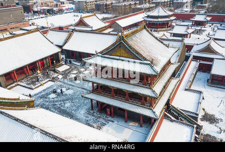 Shenyang, Shenyang, China. 18 Feb, 2019. Shenyang, China - Luftaufnahmen von Schnee - Mukden Palace in Shenyang, Provinz Liaoning. Credit: SIPA Asien/ZUMA Draht/Alamy leben Nachrichten Stockfoto