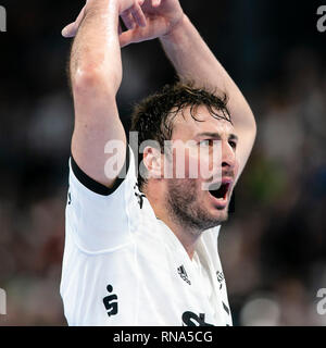 Kiel, Deutschland. 17 Feb, 2019. Handball: Bundesliga, THW Kiel - SC Magdeburg, den 21. Spieltag. Kiele Domagoj Duvnjak gestikulierte. Credit: Frank Molter/dpa/Alamy leben Nachrichten Stockfoto