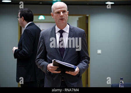 Brüssel, Belgien. Februar 2019 18. Der niederländische Außenminister Stef Blok nimmt in der Europäischen Union Rat für Auswärtige Angelegenheiten treffen. Alexandros Michailidis/Alamy leben Nachrichten Stockfoto