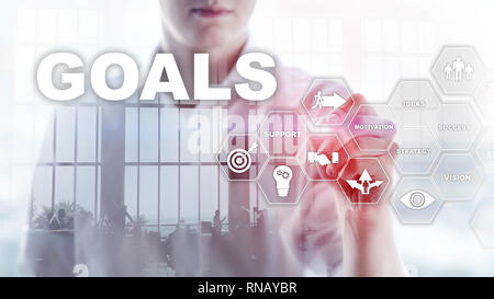 Ziel Ziele Erwartungen Zielerreichung grafisches Konzept. Business Development zu Erfolg und Wachstum Wachstum. Stockfoto