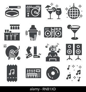 Disco oder Club Symbole Thin Vector Abbildung Stock Vektor