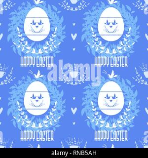 Ostern blau nahtlose Muster im Vintage Style. Stockfoto
