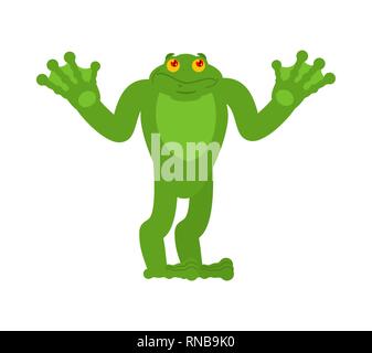 Frosch verwirrt oops. Kröte ratlos Gefühle. Anuran überraschen. Vector Illustration Stock Vektor