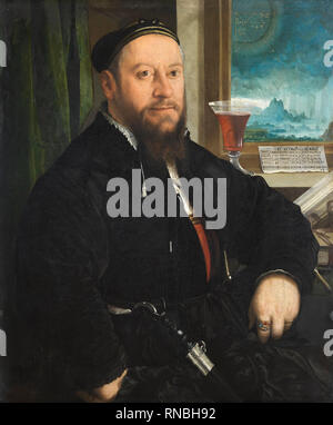 Christoph Amberger ((?), Ca. 1505 - Augsburg, 1561/62). Portrait von Matthäus Schwarz (1542). Öl auf Leinwand. 73,5 x 61 cm. Museum: Museo Nacional Thyssen-Bornemisza, Madrid. Stockfoto