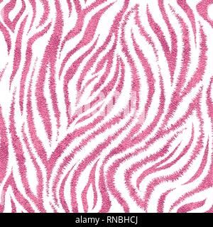Nahtlose Rosa Zebra Haut Muster. Glamouröse Zebrafell drucken Stock Vektor