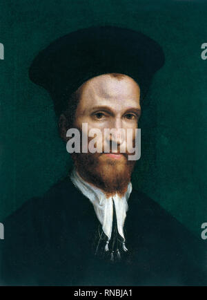 Correggio (Antonio Allegri) (Correggio, 1489 (?)-1534). Porträt eines Mannes (Ca. 1520). Öl auf Leinwand. 55 x 40 cm. Museum: Museo Nacional Thyssen-Bornemisza, Madrid. Stockfoto