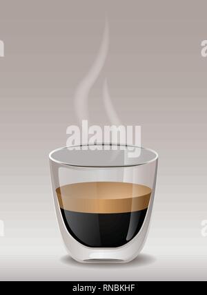 Hot Espresso in einem transparenten Becher Stock Vektor