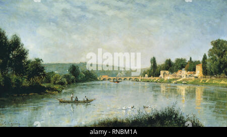 Stanislas Lépine (Caen, 1835 - París, 1892). Der Seine an der Pont de Sèvres (Ca. 1876 - 1880). Öl auf Leinwand. 50,8 x 91,4 cm. Museum: Museo Nacional Thyssen-Bornemisza, Madrid. Stockfoto