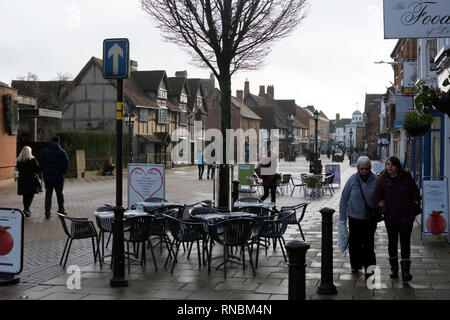 Henley Street im Winter, Stratford-upon-Avon, Großbritannien Stockfoto