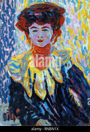 Ernst Ludwig Kirchner (Aschaffenburg, 1880 - Frauenkirch, 1938). Doris mit Ruff Kragen (Ca. 1906). Öl auf Pappe. 71,9 x 52,5 cm. Museum: Museo Nacional Thyssen-Bornemisza, Madrid. Stockfoto