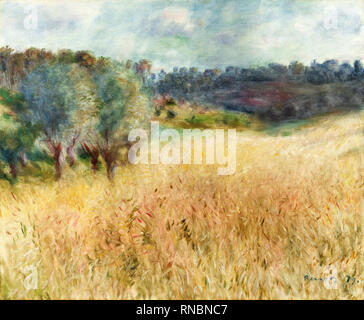 Pierre-Auguste Renoir (Limoges, 1841 - Cagnes-sur-Mer, 1919). Wheatfield (1879). Öl auf Leinwand. 50,5 x 61 cm. Museum: Museo Nacional Thyssen-Bornemisza, Madrid. Stockfoto