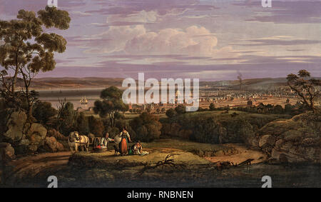 Robert Lachs (Whiteheaven, Ca. 1775 - Cumberland, nach 1845). Anzeigen von Greenock, Schottland (1816). Öl auf Leinwand. 66,6 x 112,3 cm. Museum: Museo Nacional Thyssen-Bornemisza, Madrid. Stockfoto