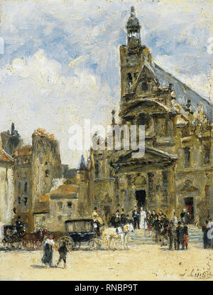 Stanislas Lépine (Caen, 1835 - París, 1892). Le Mariage à St. Etienne du Mont (Ca. 1878 - 1880). Öl auf Leinwand. 12 x 9 cm. Museum: Museo Nacional Thyssen-Bornemisza, Madrid. Stockfoto