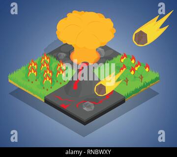 Meteoriten fallen Konzept Banner, isometrische Stil Stock Vektor