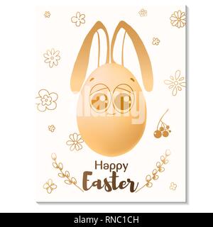 Ostern Karte Design. Realistische Eier mit gemalten Elementen. Frohe Ostern. Vector Illustration Stock Vektor