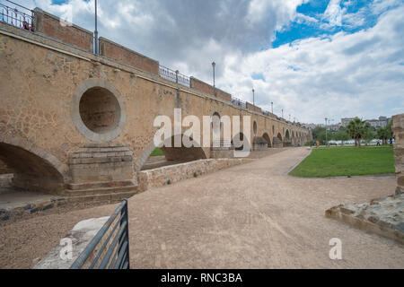 Blick auf die Brücke der Palmen in Badajoz Stockfoto