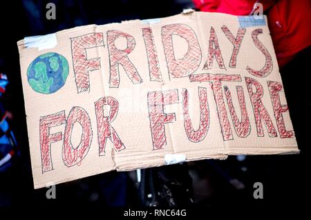 Schüler Streik während der Demonstration "Freitags für Zukunft' im Zentrum der Stadt Oldenburg (Deutschland), 08. Februar 2019. | Verwendung weltweit Stockfoto