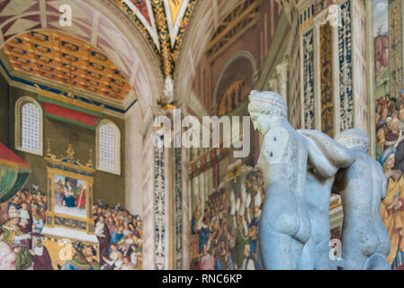 Innenraum der Piccolomini Bibliothek, Duomo di Siena (Siena), Toskana, Italien Stockfoto