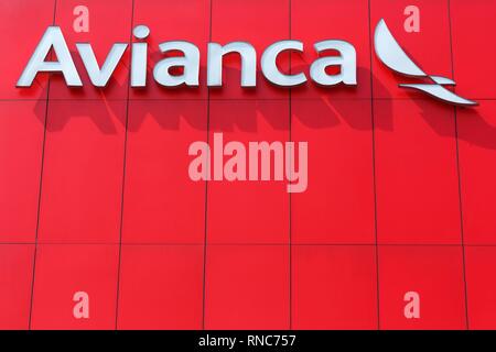 Bogota, Kolumbien - Januar 31, 2019: Avianca Logo auf Bogota Flughafen (BOG) in Kolumbien. | Verwendung weltweit Stockfoto