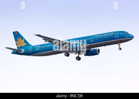 Singapur, Singapur - 29. Januar 2018: Vietnam Airlines Airbus A321 am Flughafen Singapur Changi (SIN) in Singapur. | Verwendung weltweit Stockfoto
