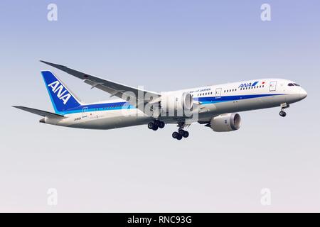 Singapur, Singapur - 29. Januar 2018: All Nippon Airways Boeing 787 am Flughafen Singapur Changi (SIN) in Singapur. | Verwendung weltweit Stockfoto