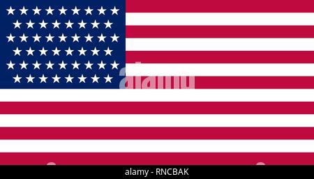 Flagge der Vereinigten Staaten von Amerika mit der 51st State von Puerto Rico. Flagge so nah wie möglich an den exakten Proportionen, Größen und Farben von Pantone. Stock Vektor