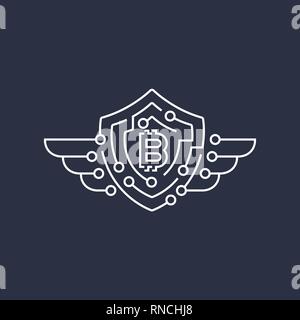 Bitcoin Logo. Das Konzept des Schutzes. Editierbare Anschlag Stock Vektor