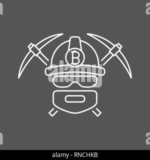 Miner bitoins Logo. Bergbau Bitcoin Crypto Währungen. Bitcoin - Bergmann mit 2 Spitzhacke. Vector Illustration Stock Vektor