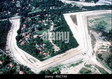 Eine Luftaufnahme eines Segments der Berliner Mauer. 1989 Stockfoto