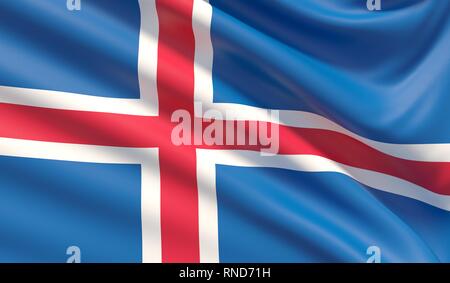 Flagge Island. Winkte sehr detaillierte Stoff Textur. Stockfoto