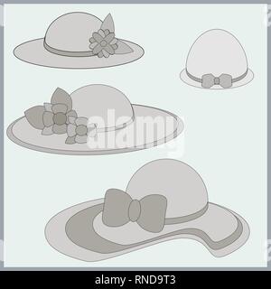 Set der Frauen Hüte Stock Vektor