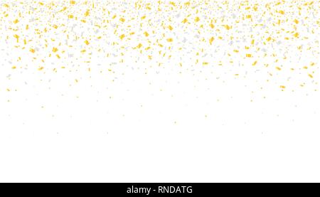 Vektor realistische goldenen und silbernen Konfetti Bänder Hintergrund. Konzept der Happy Birthday, Party und Urlaub Stock Vektor